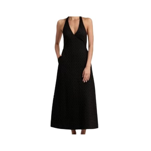A New Day Halter Maxi Dress XL Black Neutral Minimalist Open Back Classic Glam - Picture 1 of 15
